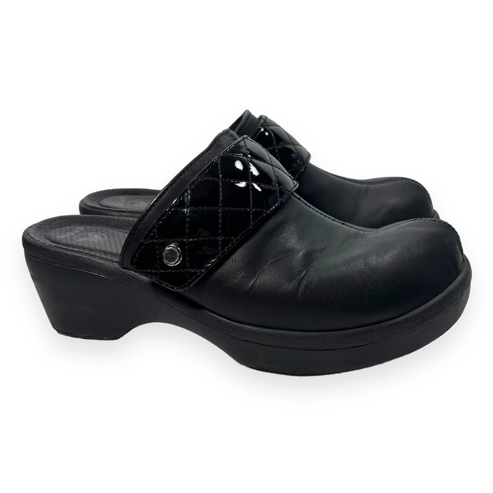 Crocs Cobbler Quilt Black Leather Platform Clog Shoes Slip On Women’s Size 10